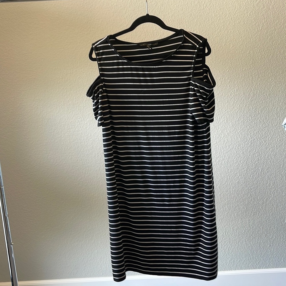 Stripped White house Black Market Dress, Size XL